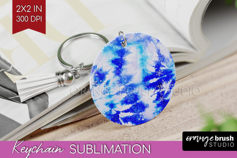 Winter Keychain PNG, Tie Dye Keychain Sublimation Sublimation OrangeBrushStudio 