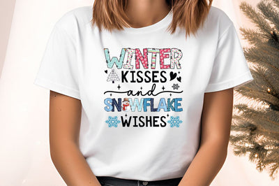 Winter kisses and snowflake wishes PNG Design Sublimation Designangry 