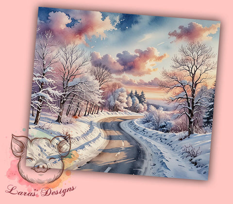Winter Landscape 20oz Tumbler Png, Straight & Tapered Tumbler Png, Christmas Tumbler Png, Digital Download PNG Sublimation Lara' s Designs 
