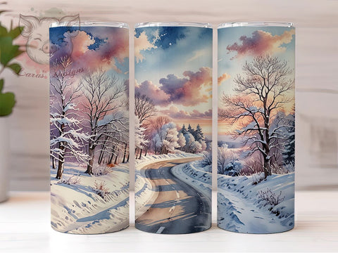 Winter Landscape 20oz Tumbler Png, Straight & Tapered Tumbler Png, Christmas Tumbler Png, Digital Download PNG Sublimation Lara' s Designs 