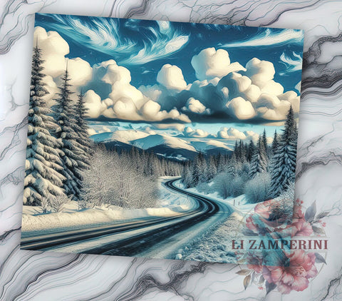 Winter Landscape 20oz Tumbler Wrap PNG, Snow Covered Trees Tumbler Png, Straight & Tapered Tumbler Wrap, Instant Digital Download Sublimation Li Zamperini 