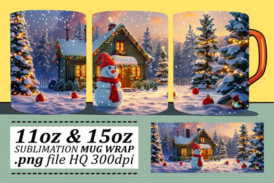 Winter Landscape Christmas Mug Wrap for Sublimation - 11oz & 15oz Design Sublimation afrosvg 