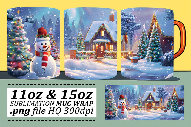 Winter Landscape Christmas Mug Wrap Sublimation - 11oz & 15oz Sizes Sublimation afrosvg 
