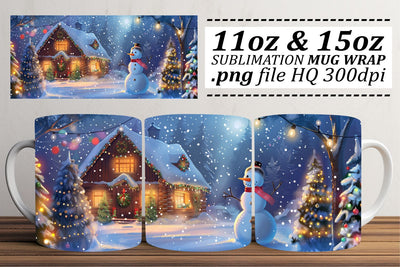Winter Landscape Christmas Mug Wrap - Sublimation Design 11oz & 15oz Sublimation afrosvg 