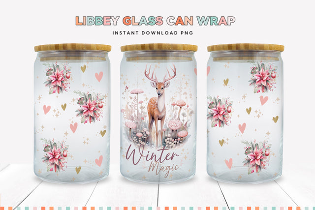 Winter Magic Christmas Libbey Can Sublimation Wrap Sublimation BijouBay 