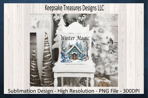 Winter Magic Snowman Illustration, Sublimation PNG Design, Winter Sweatshirt Design Sublimation Keepsake Treasures Designs LLC. 
