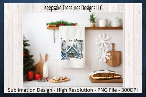 Winter Magic Snowman Illustration, Sublimation PNG Design, Winter Sweatshirt Design Sublimation Keepsake Treasures Designs LLC. 