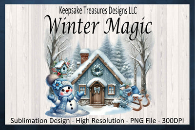 Winter Magic Snowman Illustration, Sublimation PNG Design, Winter Sweatshirt Design Sublimation Keepsake Treasures Designs LLC. 