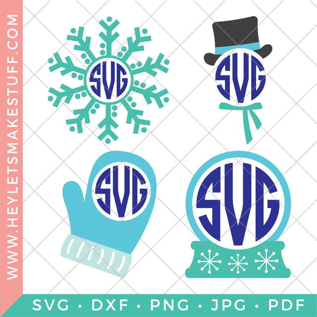 Winter Monogram Bundle SVG Hey Let's Make Stuff 