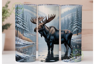 Winter Moose 20oz Tumbler Wrap Sublimation PixelChick 