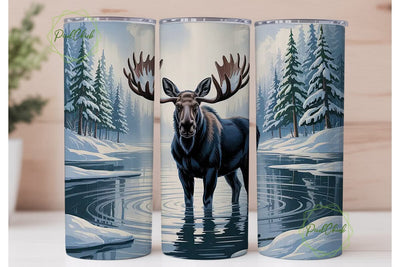 Winter Moose 20oz Tumbler Wrap Sublimation PixelChick 