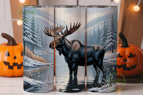 Winter Moose 20oz Tumbler Wrap Sublimation PixelChick 