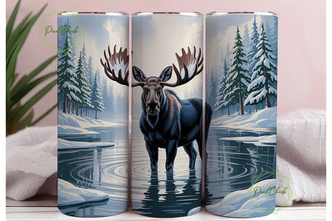 Winter Moose 20oz Tumbler Wrap Sublimation PixelChick 