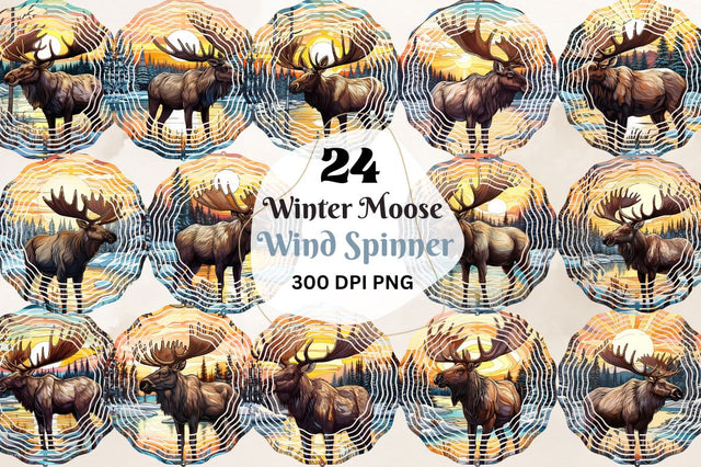 Winter Moose Wind Spinner Sublimation Designs Bundle Sublimation Regulrcrative 