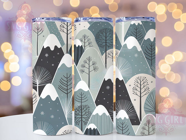Winter Mountain Landscape Tumbler, Holiday Trees Wrap, Scenic Winter Sublimation, 20oz Mountain Tumbler, Festive Landscape Art, Seasonal Nature Mug, Snowy Forest Cup Sublimation SvggirlplusArt 