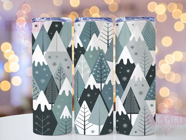 Winter Mountain Landscape Tumbler, Holiday Trees Wrap, Scenic Winter Sublimation, 20oz Mountain Tumbler, Festive Landscape Art, Seasonal Nature Mug, Snowy Forest Cup Sublimation SvggirlplusArt 