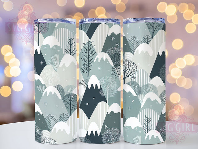 Winter Mountain Landscape Tumbler, Holiday Trees Wrap, Scenic Winter Sublimation, 20oz Mountain Tumbler, Festive Landscape Art, Seasonal Nature Mug, Snowy Forest Cup Sublimation SvggirlplusArt 