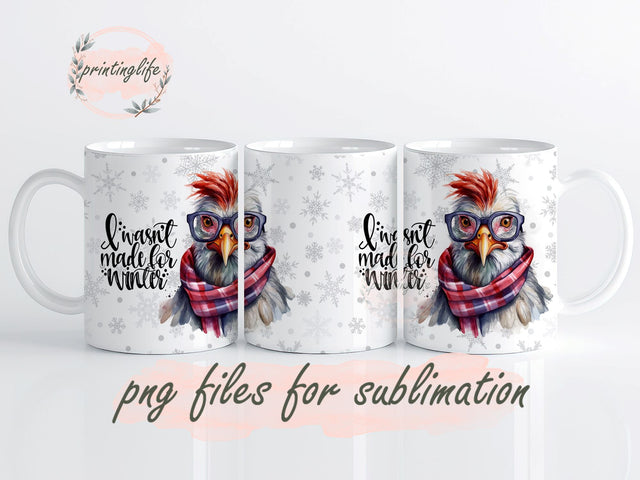 Winter Mug Wrap, Funny Chicken Mug Wrap Design, Instant Digital Design Download Mug Wrap Design, Mug Design PNG Sublimation PrintingLife 