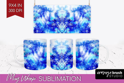 Winter Mug Wrap - Tie Dye Mug Sublimation Sublimation OrangeBrushStudio 