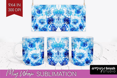 Winter Mug Wrap - Tie Dye Mug Sublimation Sublimation OrangeBrushStudio 