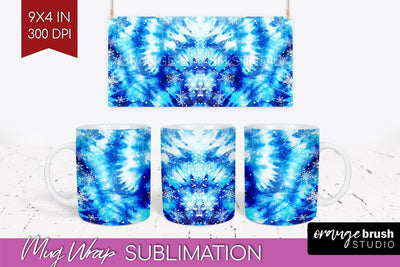 Winter Mug Wrap - Tie Dye Mug Sublimation Sublimation OrangeBrushStudio 