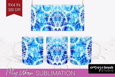 Winter Mug Wrap - Tie Dye Mug Sublimation Sublimation OrangeBrushStudio 