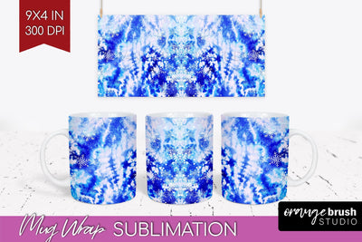Winter Mug Wrap - Tie Dye Mug Sublimation Sublimation OrangeBrushStudio 