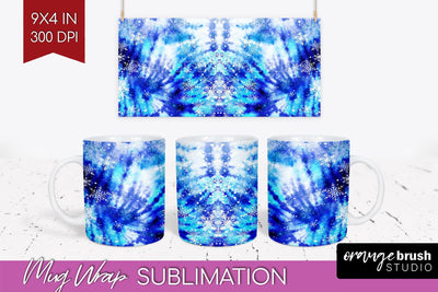 Winter Mug Wrap - Tie Dye Mug Sublimation Sublimation OrangeBrushStudio 