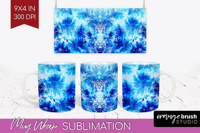 Winter Mug Wrap - Tie Dye Mug Sublimation Sublimation OrangeBrushStudio 