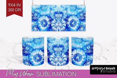 Winter Mug Wrap - Tie Dye Mug Sublimation Sublimation OrangeBrushStudio 