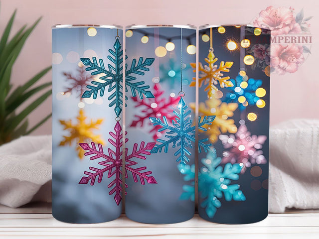 Winter Neon Snowflakes Tumbler, Neon Snowflake Wrap, Bright Holiday Sublimation, 20oz Neon Snow Tumbler, Festive Neon Art, Seasonal Snowflake Mug, Whimsical Winter Cup Sublimation Li Zamperini 