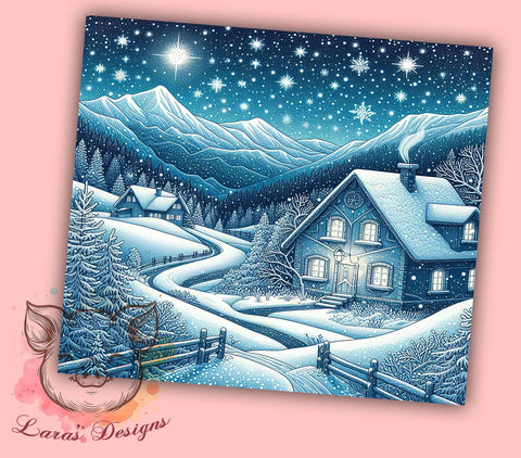 Winter Night 20oz Tumbler Png, Straight & Tapered Tumbler Png, Snow Village Tumbler Png, Digital Download PNG Sublimation Lara' s Designs 