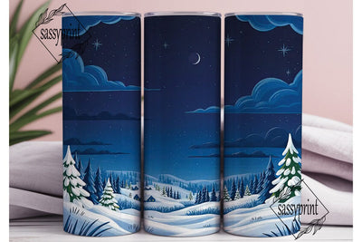 Winter Night Forest 20oz Tumbler Wrap Sublimation sassyprint 