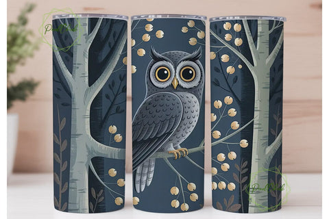 Winter Owl 20oz Tumbler Wrap Sublimation PixelChick 