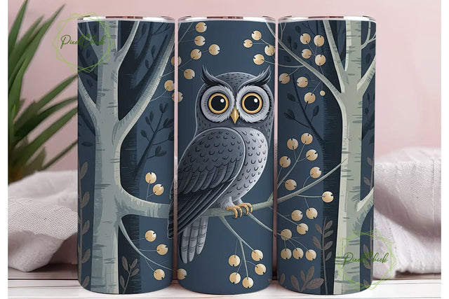 Winter Owl 20oz Tumbler Wrap Sublimation PixelChick 