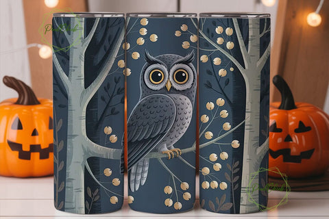 Winter Owl 20oz Tumbler Wrap Sublimation PixelChick 