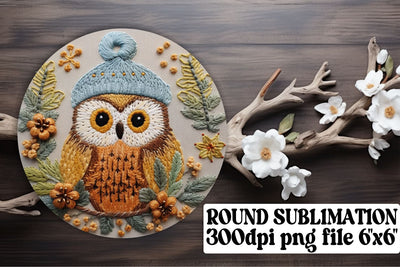 Winter Owl Circle for Keychain Round Sublimation afrosvg 