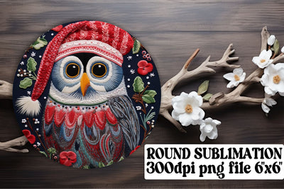 Winter Owl Circle for Keychain Round Sublimation afrosvg 