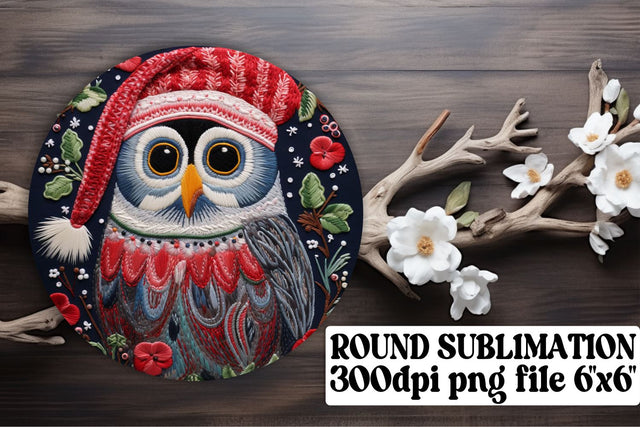 Winter Owl Circle for Keychain Round Sublimation afrosvg 