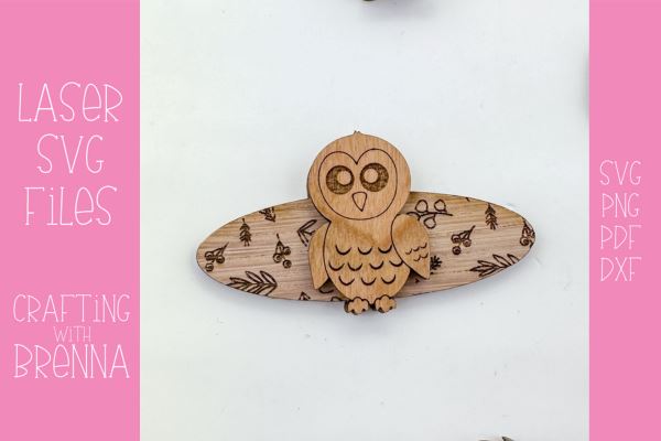 Winter Owl Hair Clip Laser SVG File SVG Crafting With Brenna 