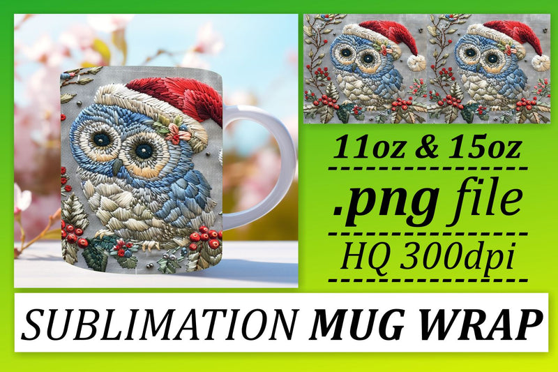Winter Owl Mug Wrap 11oz 15oz Christmas Sublimation Sublimation afrosvg 