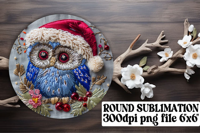 Winter Owl Round Design Christmas Sublimation afrosvg 