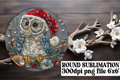 Winter Owl Round Design Holiday Sublimation afrosvg 