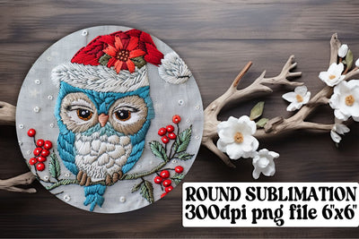 Winter Owl Round Design Keychain Sublimation afrosvg 