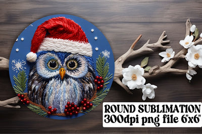 Winter Owl Round Design Keychain Sublimation afrosvg 