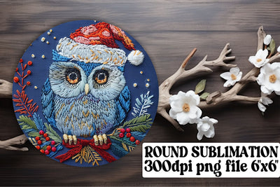 Winter Owl Sublimation Circle Keychain Sublimation afrosvg 