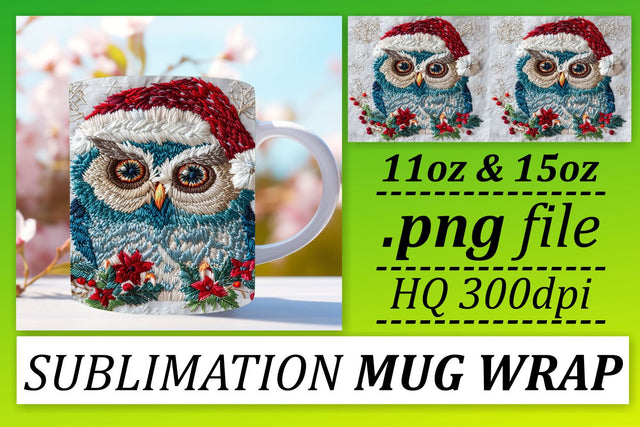 Winter Owl Sublimation Wrap 11oz 15oz Christmas Design Sublimation afrosvg 