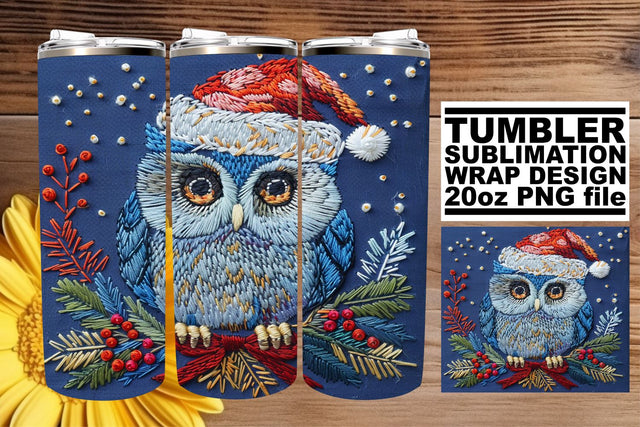 Winter Owl Sublimation Wrap 20oz Christmas Design Sublimation afrosvg 