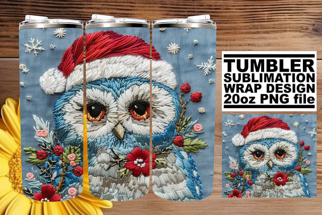 Winter Owl Tumbler Wrap 20oz Christmas Sublimation Sublimation afrosvg 