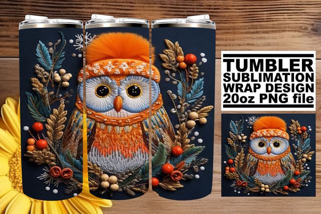 Winter Owl Wrap for 20oz Tumblers Christmas Design Sublimation afrosvg 